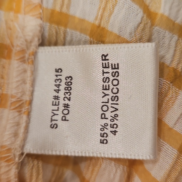 💕SKIES ARE BLUE💕 Checkered Smocked Top Yellow Mustard Gingham Print Large NWT - Picture 11 of 12